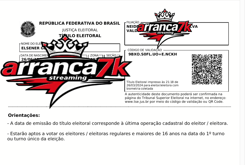 TITULO DE ELEITOR (QR INFUNCIONAL)
